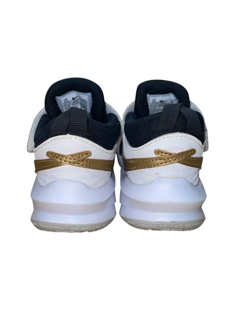 Nike Kids Black Mesh Gold White Accents Team Hustle D 10 Sneakers Size 11C